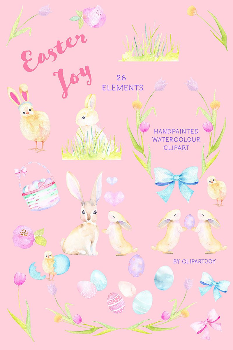 clipartjoy's tweet image. Easter Clipart: 26 Pastel Watercolor Graphic elements. Bunny Rabbits, Eggs, Chicks, Tulips &amp;amp; more. Digital download | PNG | etsy.me/39KOBw1 #easterclipart #easterbunny #eastergraphics
