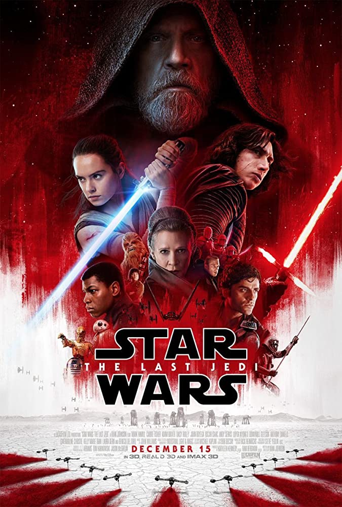  #StarWarsTheLastJedi (2017) I Freaking loved this movie, it is very emotional and moving and gave me GOOSEBUMPS at several times, the action scenes are amazing and the visual effects is flawless and i honestly laughed alot. The cast and characters are great. It is unpredictable.