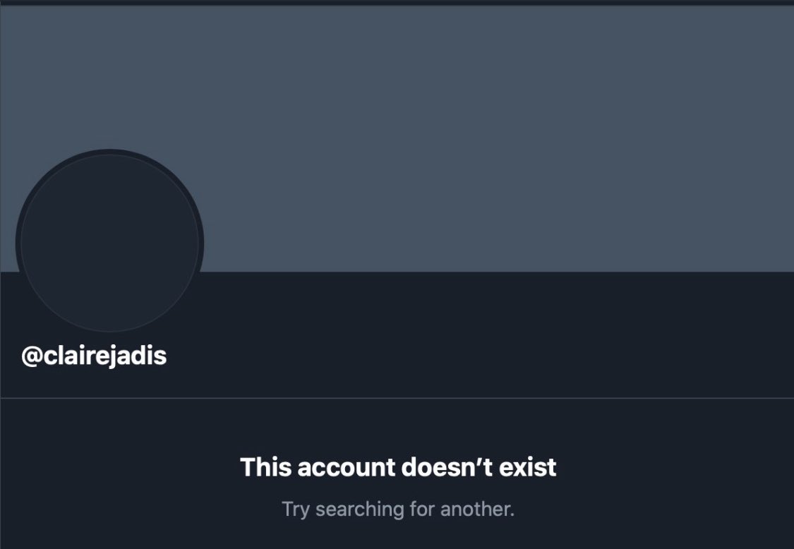 Shortly after locking her account and realising that, that on its own wouldn’t be enough, she evidently thought that deleting the account to *remove* all tweets, and then creating a “Russian” one with the same handle would make her look like a victim. Here’s the deletion. 3/