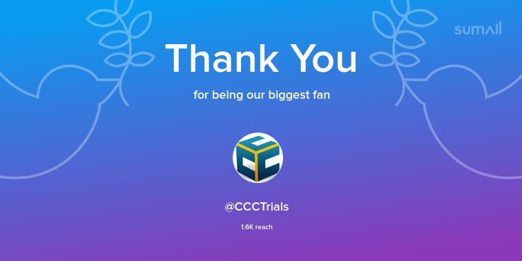 WildermanClinic's tweet photo. Our biggest fans this week: CCCTrials. Thank you! via https://t.co/juY2rpEMAK https://t.co/WCyBsmQn6K