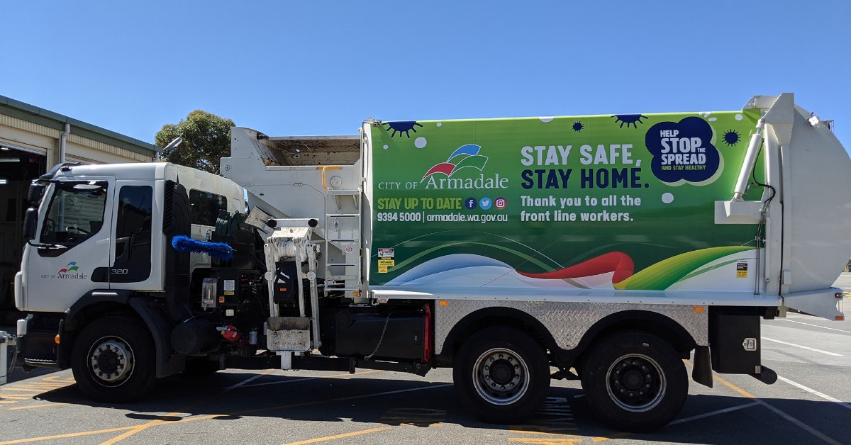 WALGA's tweet photo. The City of Armadale is utilising it's waste disposal vehicles and billboards to spread a very important message through-out the community. It's far from a rubbish idea, if you ask us! 👏

#LocalGovWA https://t.co/cTdcLO1fim