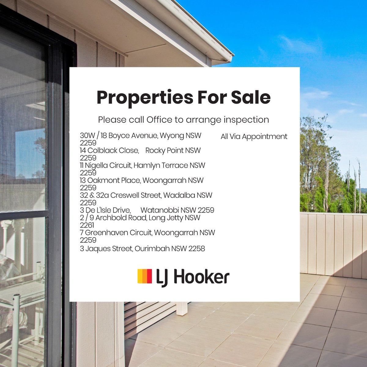 LJHWyong's tweet image. View our current listings. Let us help you buy your next property.
Turn real estate dreams into reality with LJ Hooker by contacting David on 0409 655 975 or Lachlan on 0411 988 356
#Ljhooker #wyong #ljhookerwyong #currentlistings #property #propertiesforsale