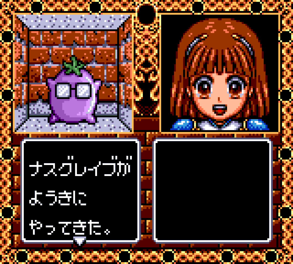 I feel whenever the game asks me a question, it's going to end badly.This time an, uh, eggplant ghost busted out and flailed their tiny arms at me. So I blew them up with ice magic and then pickled them in soy sauce.Yum~~