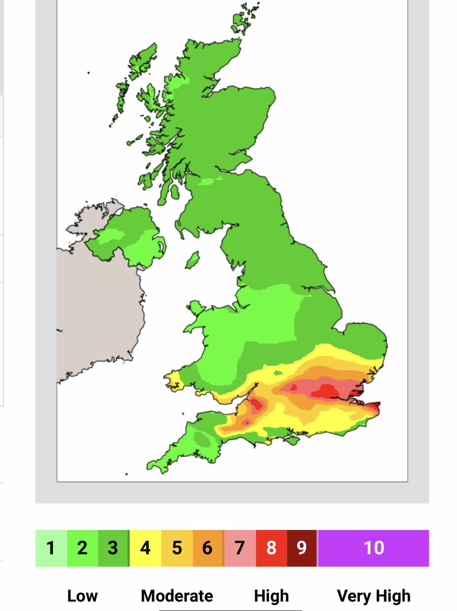 #PollutionAlertApril2020 | HIGH 7-9/10 and VERY HIGH 10/10 particle  #AirPollution from non-traffic sources expected to hit southern UK Wednesday-Saturday (as winds slow and turn easterly). Could hit  #Coronavirus  #COVID19 patients at worst possible time  https://uk-air.defra.gov.uk 