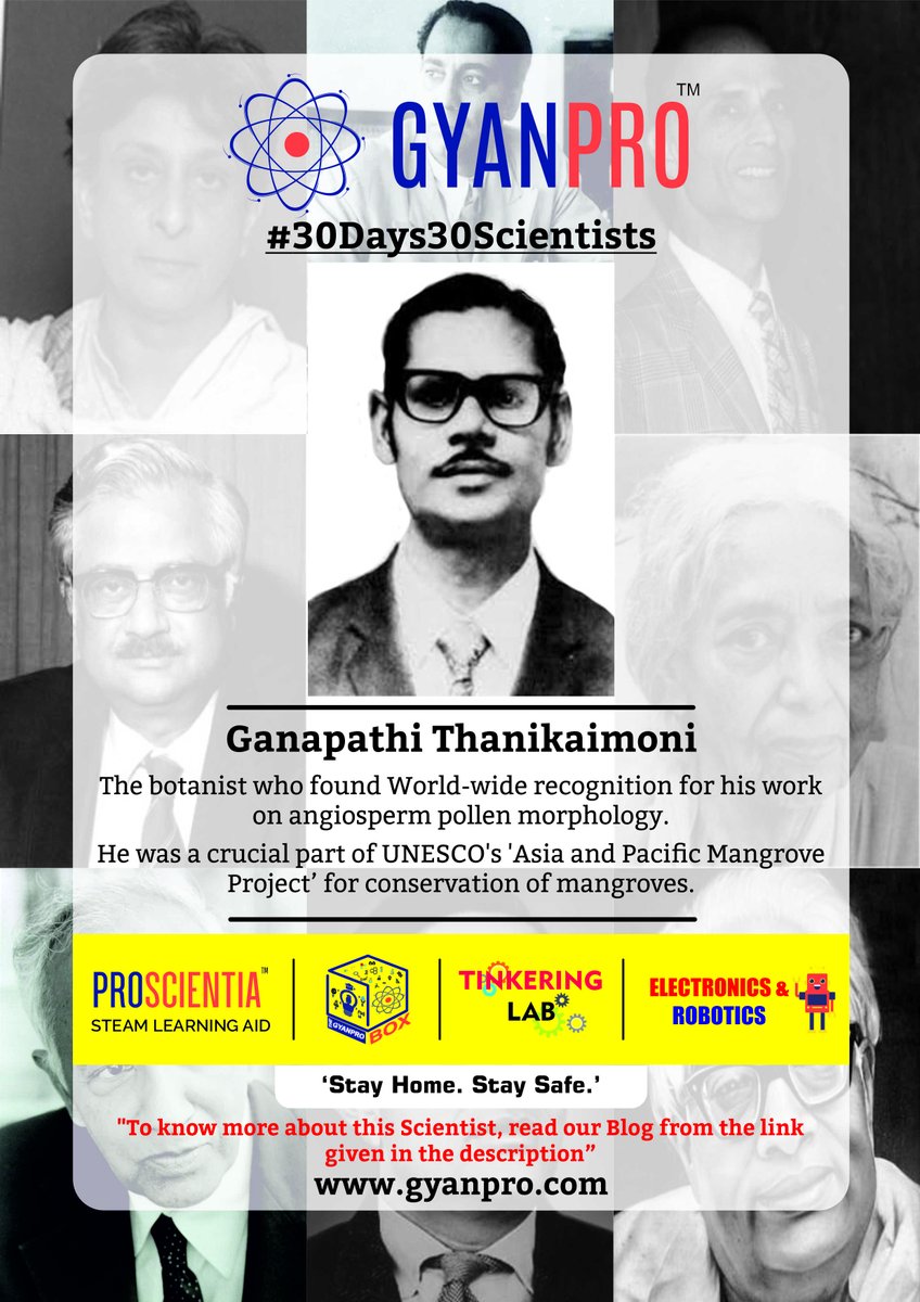 GYANPROEdu's tweet photo. Ganapathi Thanikaimoni, an award-winning botanist of his days, is remembered till date for his contributions in the field of Pollen Morphology. His ambition of conserving the Mangroves made him a crucial part of UNESCO’s 'Asia and Pacific Mangrove Project'. https://t.co/tJeOKtTimI