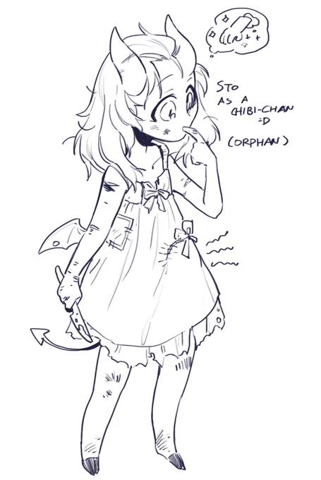 #HHOC 
Sto as a chibi-chan! 
(She's an orphan and lived in slum before she grew up)
the typical life of a low class demon lol 