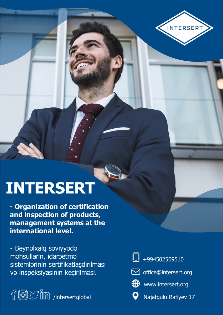 IntersertGlobal's tweet photo. Discover more about INTERSERT: https://t.co/N65WbrMdW6 #Azerbaijan #Intersert #TSE #certificationbody #quality https://t.co/3N6CVV2Q6H