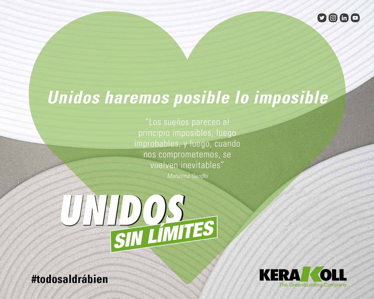 “Los sueños parecen al principio imposibles, luego improbables, y luego, cuando nos comprometemos, se vuelven inevitables”
#todosaldrábien #tuttoandràbene #Kerakoll #H40SinLímites