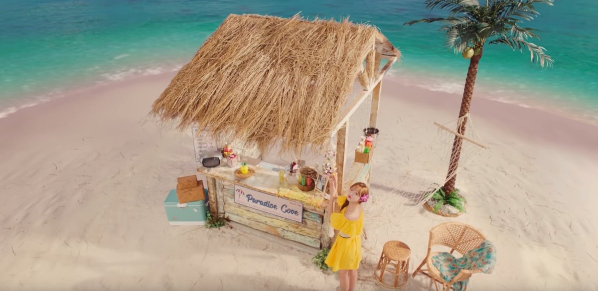 Remember Me:In Yooa's beach hut bar, she has a drink cup in the shape of a pineapple. Her hut also has what seems to be sliced bananas and apples. A palm tree next to the hut has some coconuts (fruit not nut) growing as well.