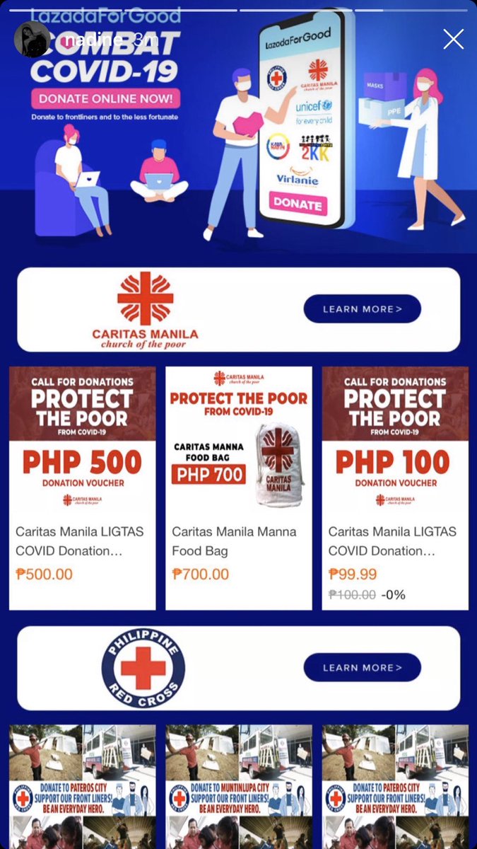 Let's combat COVID together! Donate to the frontliners and to the less fortunate through the Lazada For Good platform!  @LazadaPH Click here :  http://c.lazada.com.ph/t/c.YBxA Nadine’s IGS c/o  @lovexpsycheMy FunnyWifey  #OTWOLFairytale2020