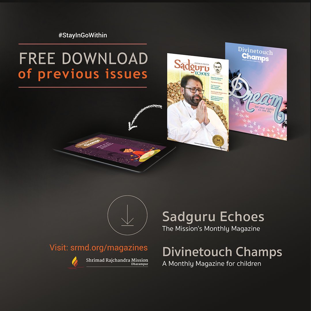 SRMDharampur's tweet photo. Previous issues of the Mission’s monthly magazines Sadguru Echoes &amp; Divinetouch Champs (for children) are now available free of cost.

Use this pool of knowledge to help beat stress &amp; anxiety and fuel your spiritual connection.

Download: https://t.co/J5OnSiKGRI https://t.co/3gKR3mUYU4