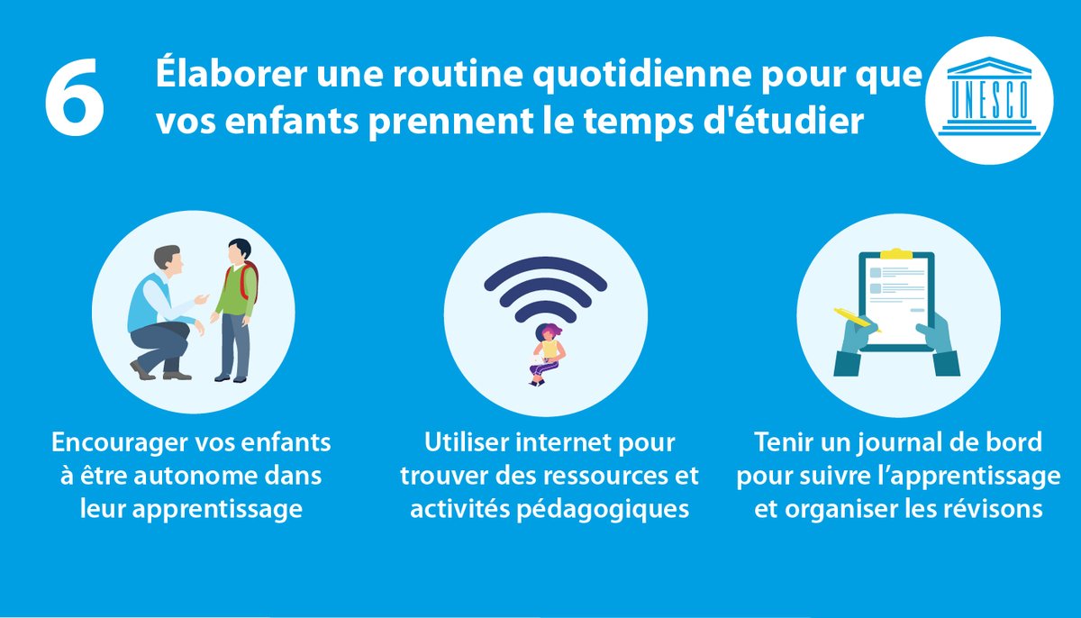 UNESCO_fr's tweet photo. #COVID19 : voici quelques conseils pour encourager l’apprentissage de votre enfant à la maison. 
#PartagezlEducation https://t.co/b0GeexvtNh