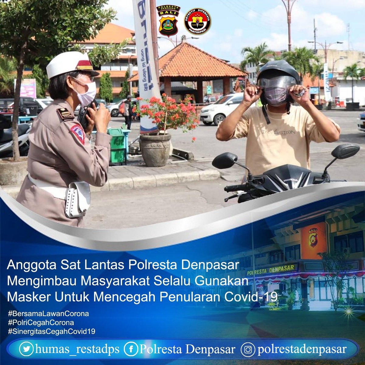 multimediapold4's tweet photo. Organisasi Kesehatan Dunia (WHO) menganjurkan untuk memakai masker demi mengurangi risiko penyebaran virus corona (Covid-19).

#PolriHimbauPakaiMasker https://t.co/rKOhDOZ6Me