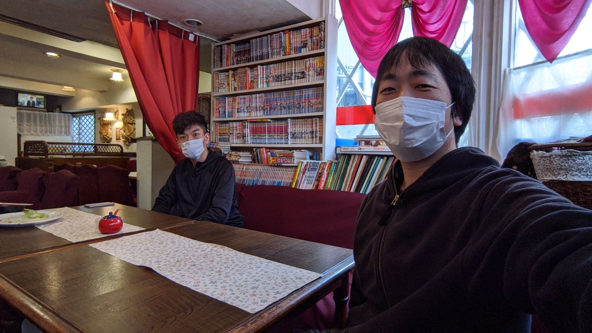 ピョコタン 喫茶店フィレンツェでのランチ 坂本頼光さんと 濃厚接触を避けて距離をおきながら食べる