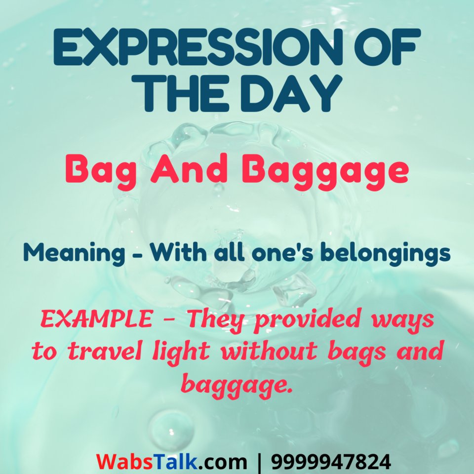 Idiom 2 (Bag and baggage) - English Idioms & Phrases with Meanings and  Examples in Urdu - YouTube