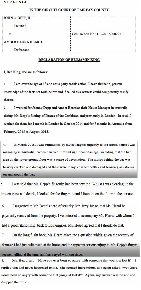 Parts of Ben King's and Malcolm Connoly's witness statements from  @ThatBrianFella's video. Will upload the full ones when I get access. Further corroboration of Johnny's version of the Australia incident.