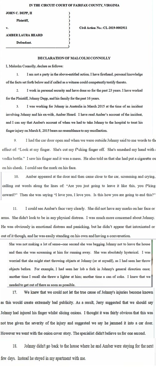 Parts of Ben King's and Malcolm Connoly's witness statements from  @ThatBrianFella's video. Will upload the full ones when I get access. Further corroboration of Johnny's version of the Australia incident.
