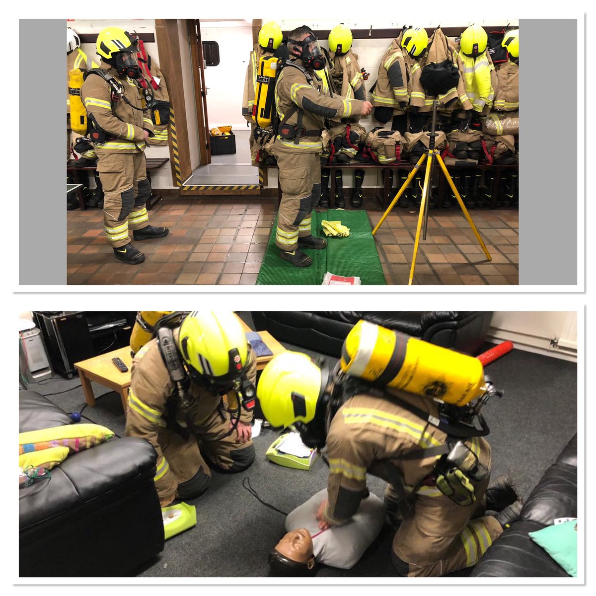 Red watch <a href="/borehamwoodfire/">Borehamwood Fire</a> - this set, carrying out weekly face fit test on BA along with a drill involving CPR and decontamination/disrobe process. Minimum PPE used to preserve stocks. 

@HWH_CFS <a href="/niff14019/">PeteMcNiff</a>
  @danno5764
  <a href="/hertsFRScontrol/">Herts Fire Control</a>  <a href="/davethomas0404/">david thomas</a>  
@GC_Bristow