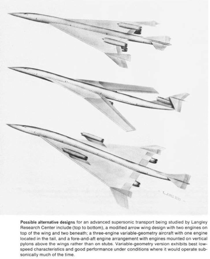 Mais ce genre de profil n'est pas assez stable en vol supersonique, donc les ingénieurs ont imaginé d'autres profils: une aile plus complexe, combinant deux profils distincts, ainsi que des canards ou encore une géométrie variable !