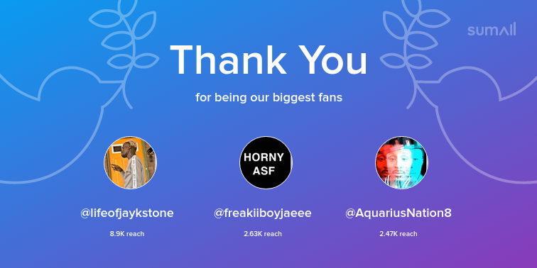 ThickPapi's tweet photo. Our biggest fans this week: lifeofjaykstone, freakiiboyjaeee, AquariusNation8. Thank you! via https://t.co/JY09aorAch https://t.co/a6SLVhxYZi
