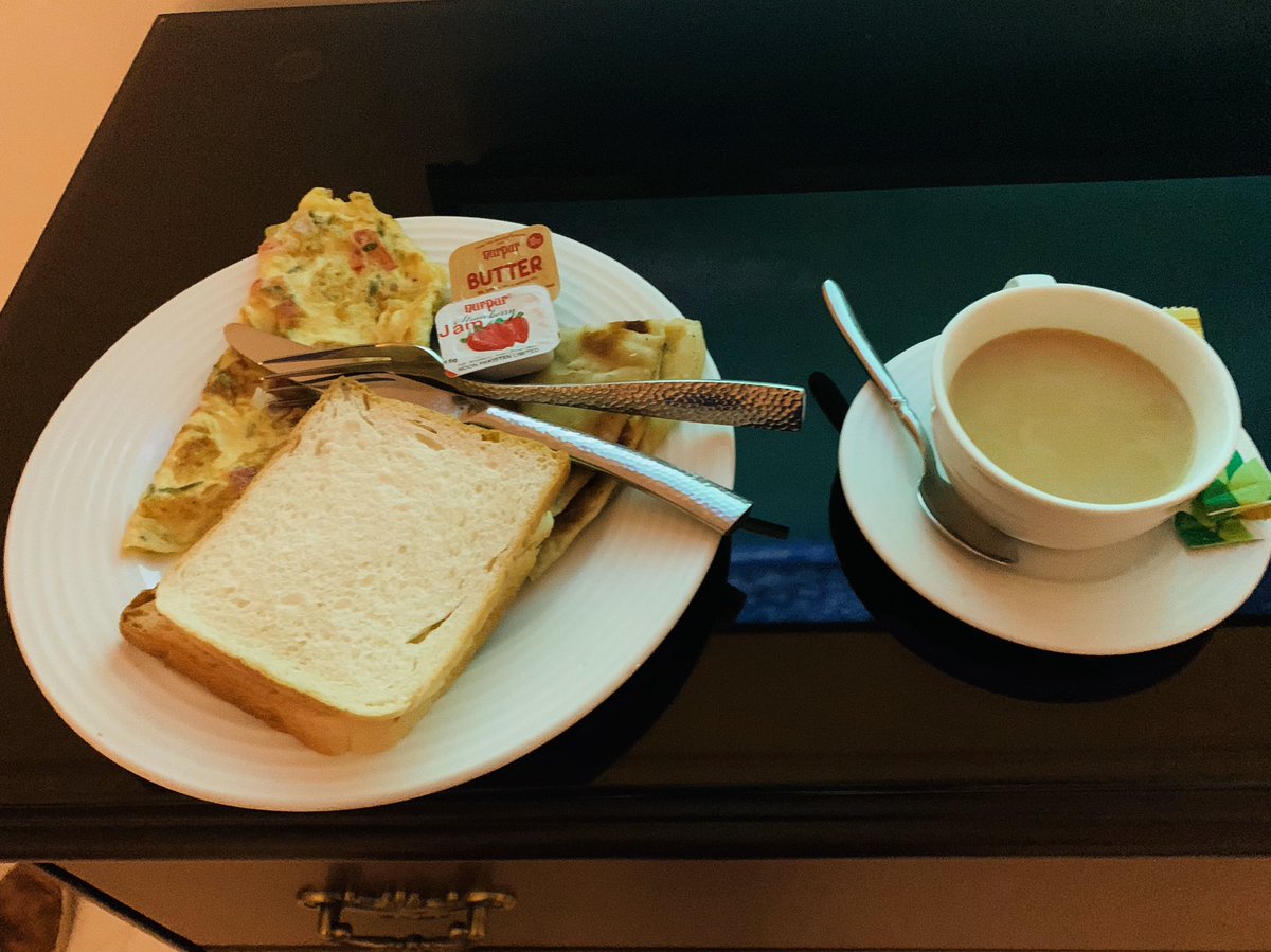 Breakfast was served in the room at 9am and we were asked to wait for test results until 10am. Breakfast was great, tasted even better with watching Babar Azam’s inning against New Zealand.