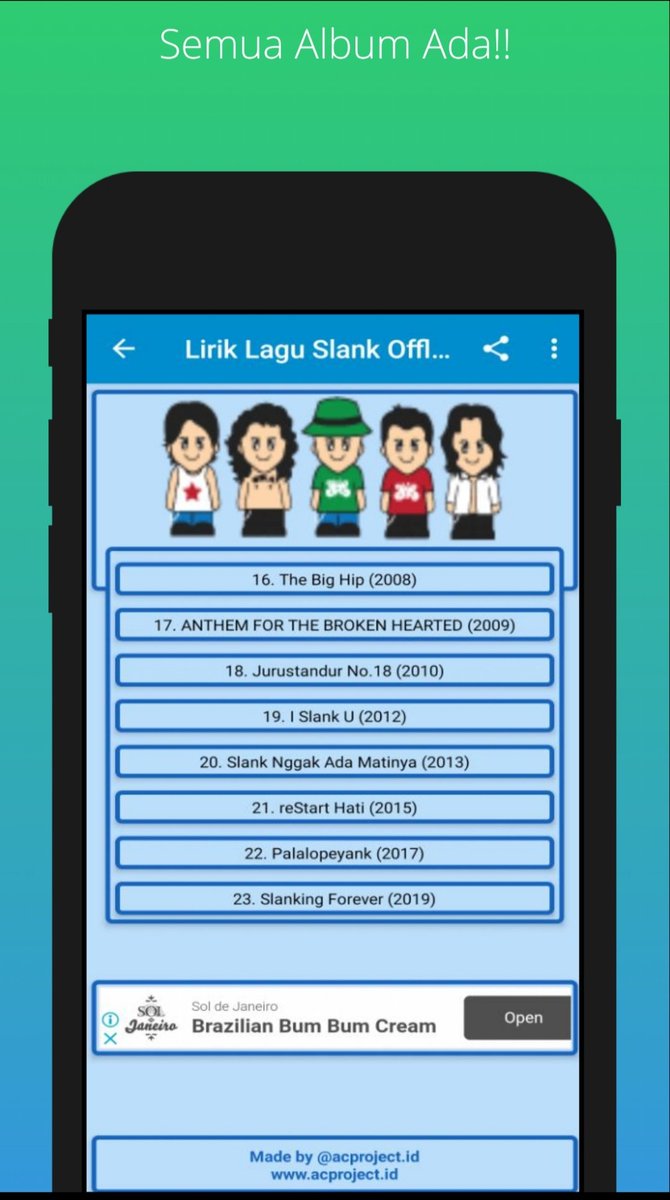 Kini Hadir Aplikasi Lirik Lagu #SLANK secara Offline alias kalian bisa menggunakan tanpa koneksi internet Guys.

Tunggu Apalagi Download Aplikasi nya di Playstore Sekarang ~> play.google.com/store/apps/det…

Bantu Sebarkan Guys, Biar Slankers Seluruh Dunia Mengetahuinua... #PISS