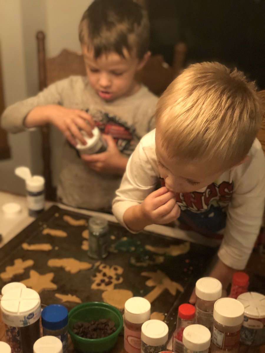 MirSchaefer's tweet photo. My boys requested Christmas in April: tiny trees in room, cookies, and Grinch movie. May they remember joy as a family during this pandemic and not fear. #sprinklesfordays #familyfun https://t.co/C8GZuqCgkM