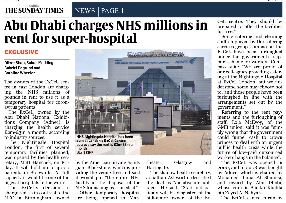 paullewismoney's tweet image. London Excel owners charging NHS rent for Nightingale hospital estimated at £2m to £3m a month. Other centres are charging nothing. There is no crisis that can’t be exploited!