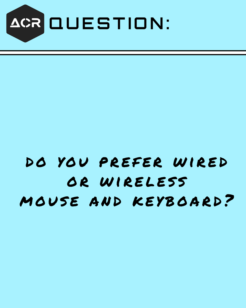 acroynon's tweet image. Do you use/prefer a wired or wireless mouse and keyboard?
#askadev #programming #askdeveloper #devcommunity