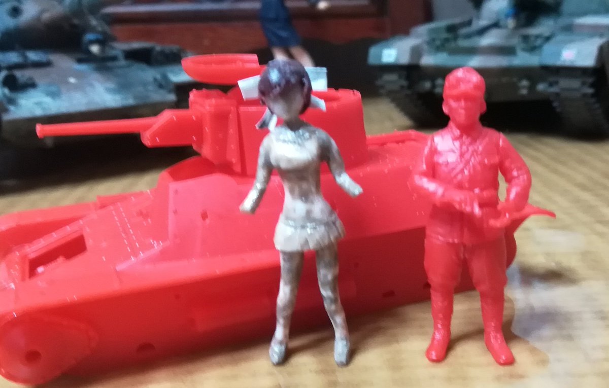 てけ めがねっ子推し Auf Twitter ファインモールド製ガールズ パンツァー リボンの武者 1 35 九七式軽装甲車テケ作ってます 鶴姫しずかフィギュアを自作してます 色試し塗りしてみたらいい感じかな ガルパン リボンの武者 九七式軽装甲車テケ 鶴姫しずか