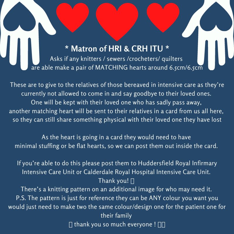 CraftingSpratt's tweet photo. Can you help the hospitals by make twin Hearts?
Please see images for details
💓💓
I’d be grateful if you would share this tweet - Thank You 💙
#UKGiftAM
#PleaseShare #InNeedOf https://t.co/fHg8ob0DC7