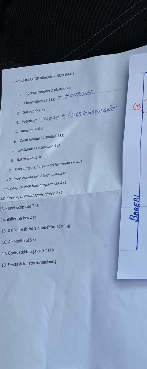 EmmaAxell's tweet photo. Gråter nu, min faster ska handla åt farfar o har fått detta av honom. Det är då alltså en lista med det som ska  inhandlas o en karta som han har målat över Coop där han har markerat ut vart samtliga grejer på listan ligger o vilken färdväg hon bör ta när hon plockar grejerna https://t.co/DTlBeEdTq1