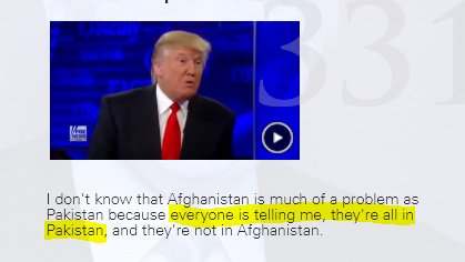 8/April 1, 2011 - Trump appears on Bill O'Reilly, declaring that Obama could be a Muslim, or might not have a birth certificate at all. He claims that 'everyone' is telling him that the Taliban and Osama bin Laden are in Pakistan. Also, that he would always put America first.