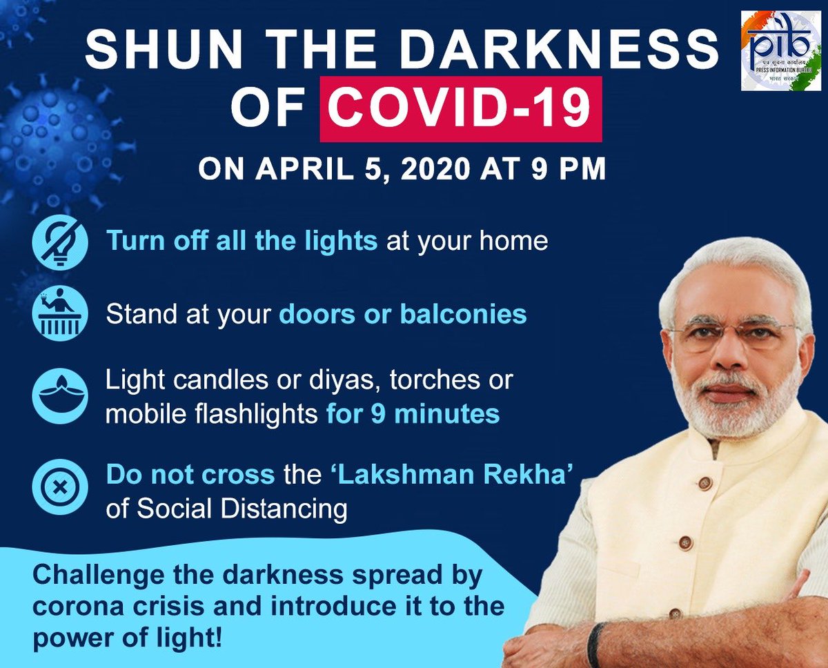DCsofIndia's tweet photo. #IndiaFightsCorona
#NineIsMine
Let 9 PM tonight be our time to rededicate ourselves to reigniting India's resolve to fight and win against #COVID19Pandemic.
@narendramodi @AmitShah @PMOIndia @HMOIndia @smritiirani @drharshvardhan @PiyushGoyal @KirenRijiju @rsprasad @nstomar https://t.co/GJrfszTq6J