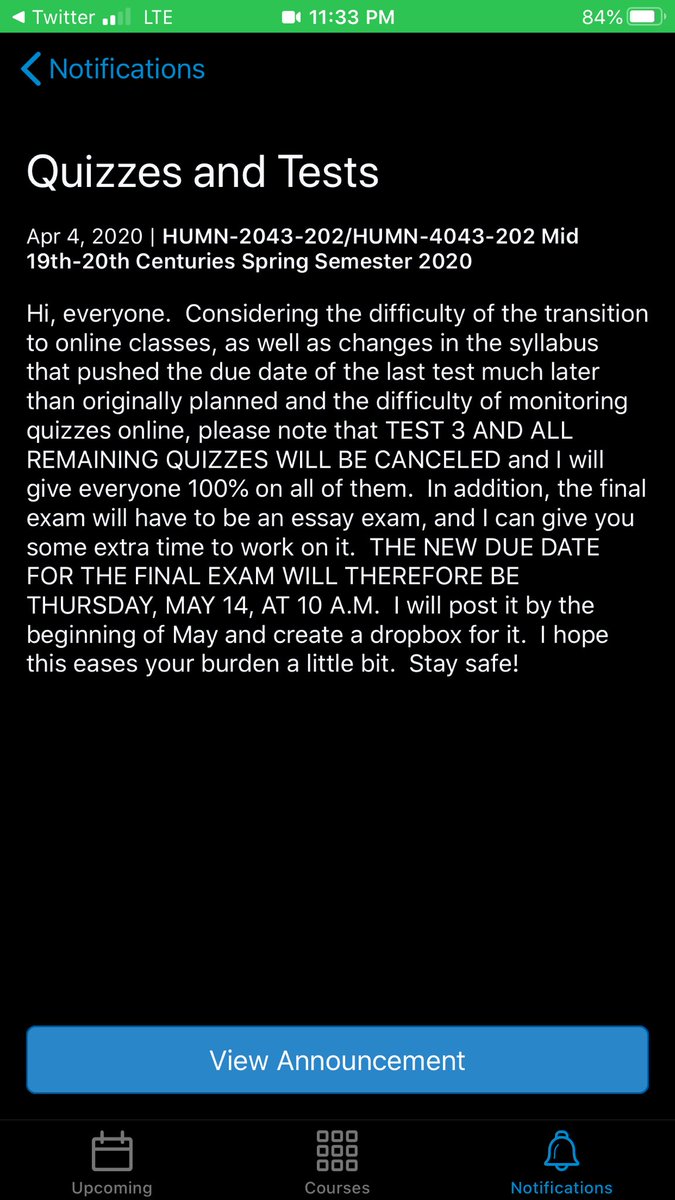 kaitlyntamiah's tweet photo. MY PROFESSOR CANCELED ALL OF OUR TESTS AND QUIZZES EXCEPT THE FINAL EXAM AND IS GIVING US ALL 100’s. 
RT FOR GOODLUCK MAN😭🤩 https://t.co/LdTwz7KPk3