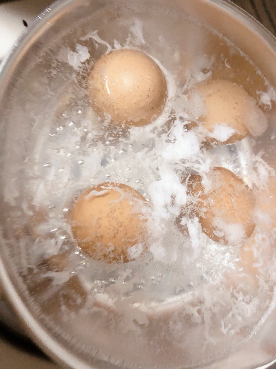 ゆで卵作ろうとしたら事故った 名のイラスト