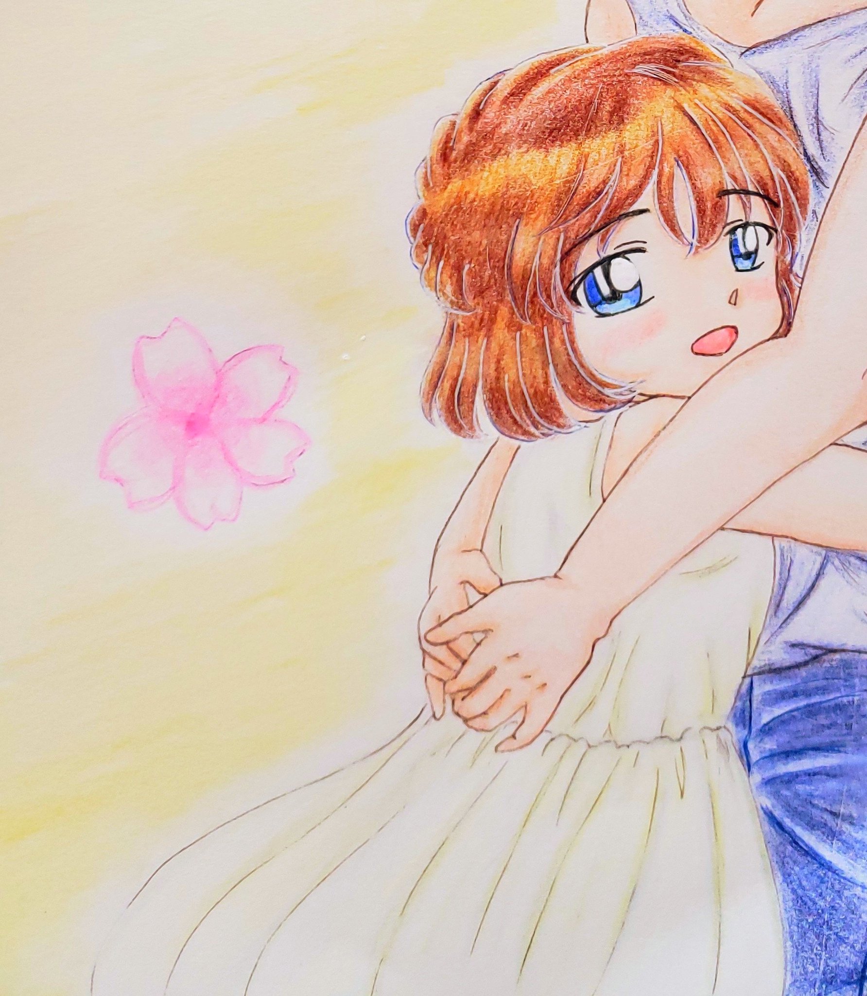 みゆ 灰原哀ちゃん去年のイラストと比較 どちらもアナログ 色鉛筆です 19年4月頭 年3月末 過去絵と現在絵を比較してみようキャンペーン イラスト 灰原哀
