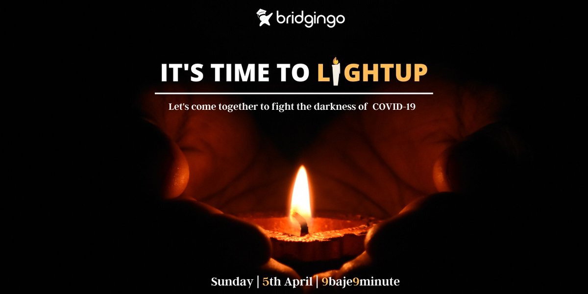 Let's come together to fight the darkness of COVID-19.
Today at 9 PM for 9 minute, let’s unite and light a candle of hope to display our nation’s collective spirit.
For brighter future switch off the lights.

#StopTheSpread  #9baje9minute #stayhomestaysafe #LightOfUnity #Covid_19