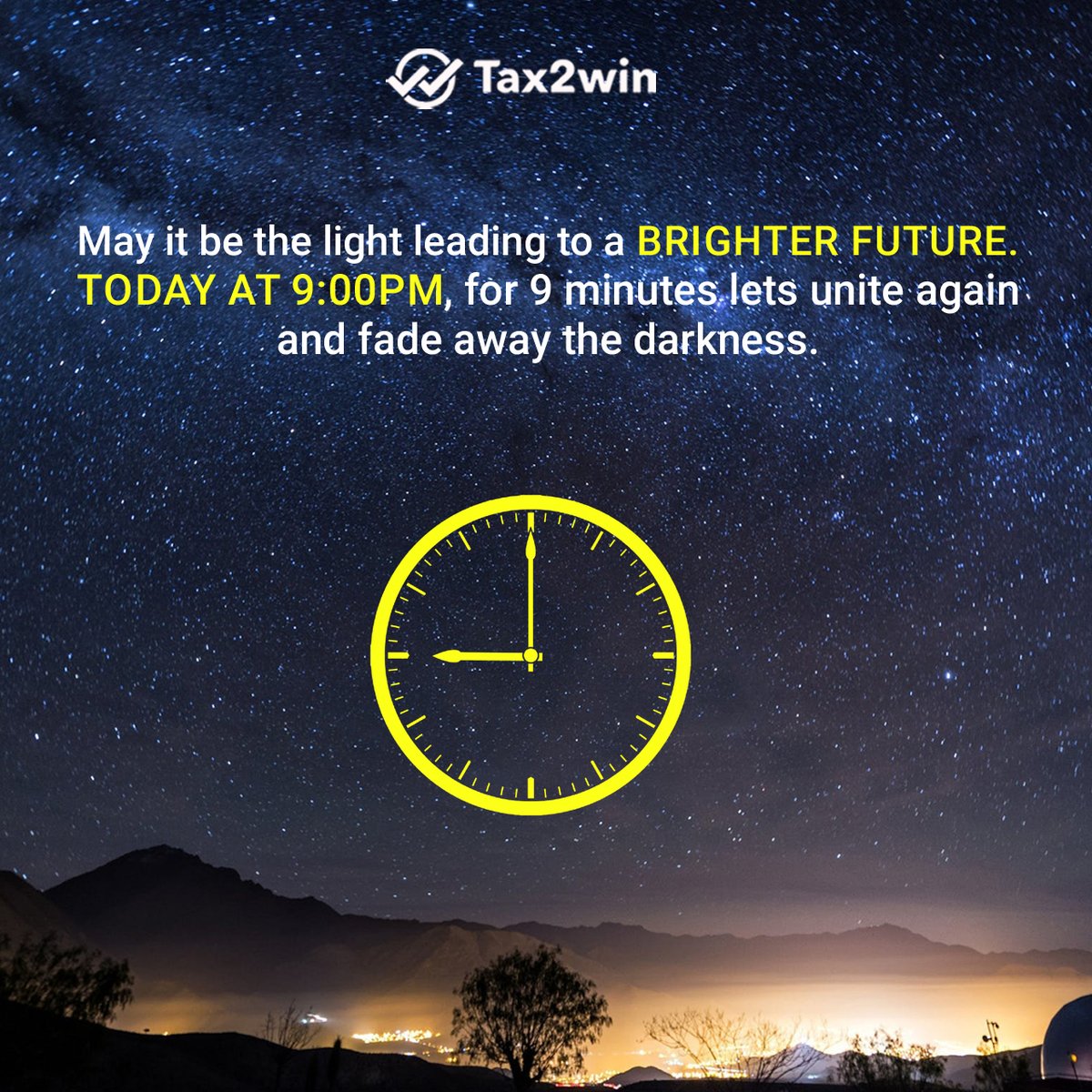 tax2win's tweet photo. Covid-19 : PM Modi asks Indians to switch off lights and light diyas on April 5, 2020 at 9PM.
This unique exercise is to motivate people and spread the message of unity.

#Coronafree #Covid-19 #Tax2win #India #WinTax #WinIndia https://t.co/DoEg3UEujD