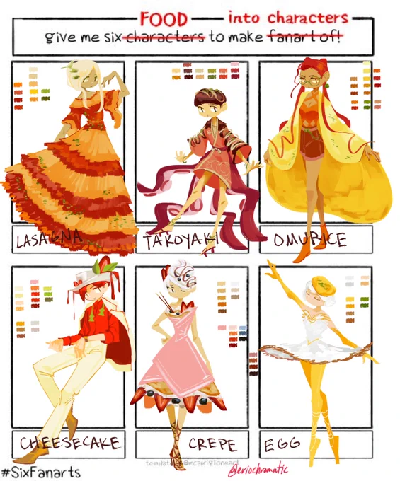 #SixFanarts except its @itadaki_yasu 's food variation! Thank you all for your suggestions, this was super fun!! 