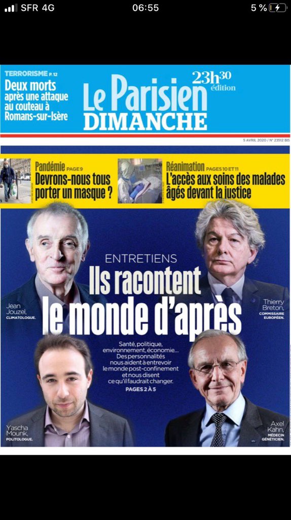 Alors <a href="/le_Parisien/">Le Parisien</a> le monde d’après il est sans femme? Parce que le monde d’aujourd’hui il tient avec les infirmières, les caissieres, les soignantes d’EHPAD, les mamans confinées qui font ménage, cuisine, devoirs à la maison ... <a href="/JamaisSansElles/">JamaisSansElles</a>  <a href="/ONUFemmes/">ONU Femmes</a>