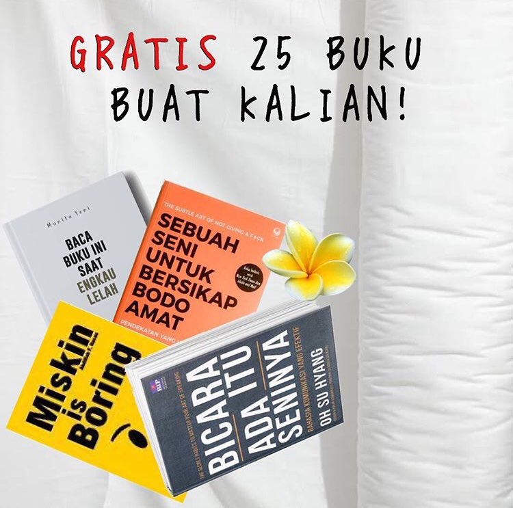 mistersastra's tweet photo. GIVE AWAY! GIVE AWAY! Ada 25 buku gratis hadiah kedatangan kami di twitter. Hadiah untuk 25 orang pemenang! Caranya gampang cukup follow akun kami dan retweet tweet ini! Pemenang akan dipilih dari follower kami!

Pengumuman tgl 25 bulan ini. https://t.co/7lkiQgwCKX