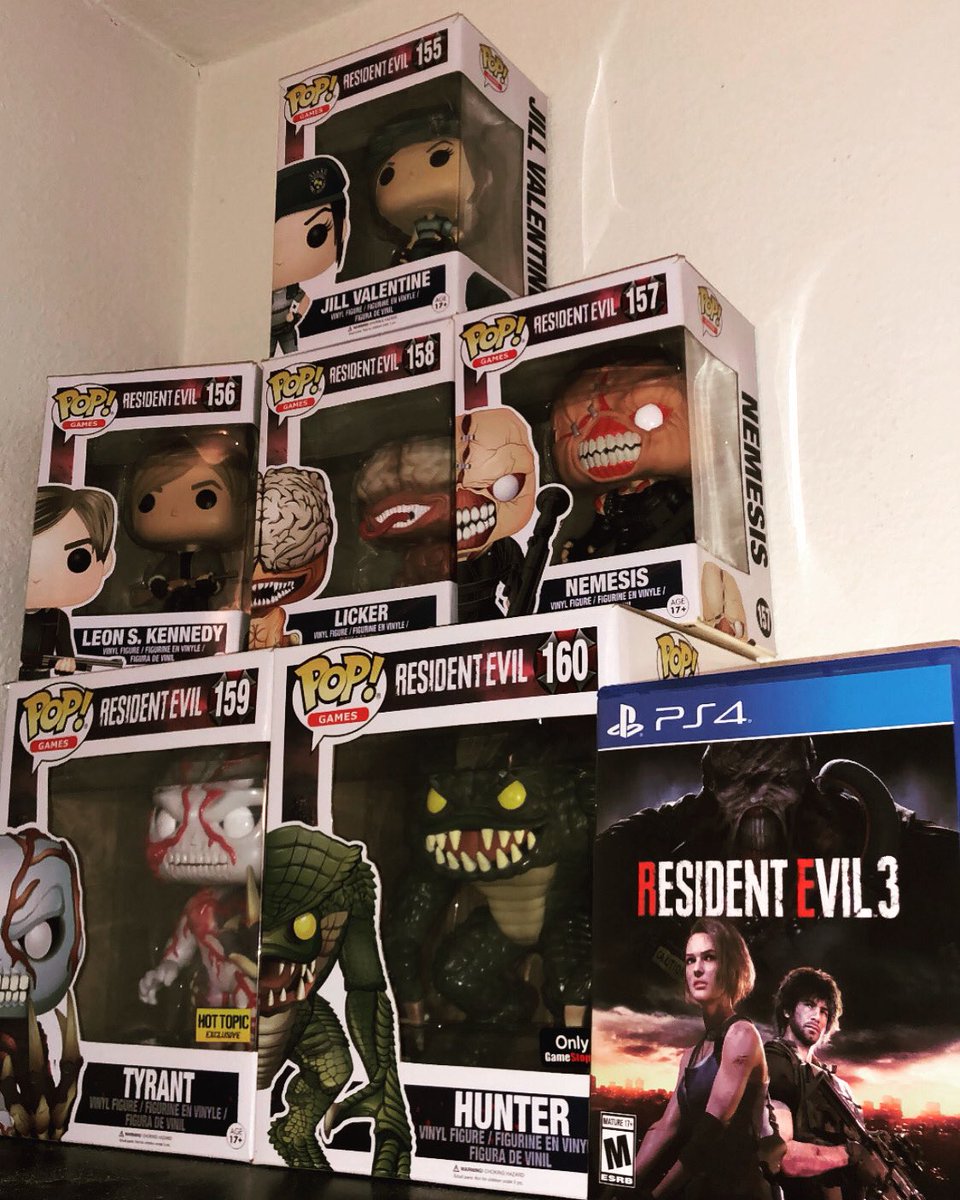 AkiUp_Gaming's tweet photo. With the release of #residentevil3 I wanted to show my favorite series of #funkopop 
.
#residentevil #capcom #nemesis #jillvalentine https://t.co/rFBkj0oatQ