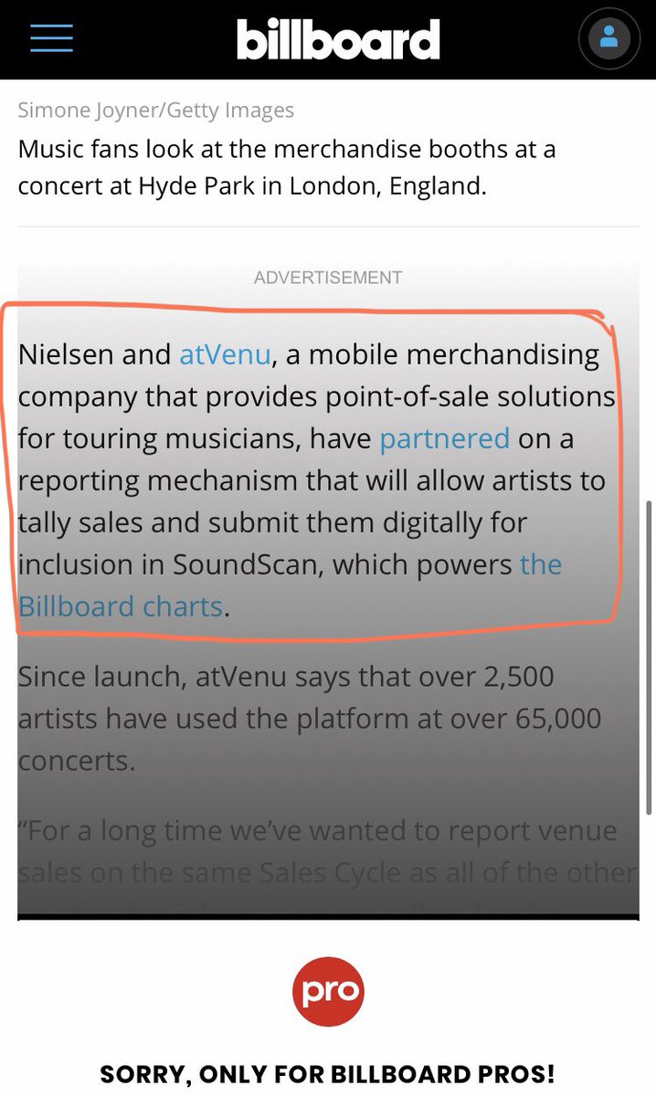 the following information below this tweet stems from atvenu. atvenu works with nielsen soundscan to provide billboard chart information, and they work with live nation, who works with ticketmaster (you see where this is going)