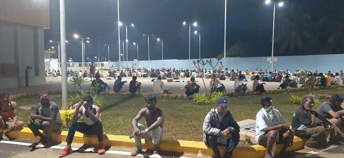 mygovindia's tweet photo. Migrants waiting for a delicious dinner, last night at the Manohar Parrikar Indoor Stadium in Navelim, Goa. From health check-ups and nutrition, to shower facilities and recreation, the 458 migrants receive all the care they need during the lockdown.
#indiaagainstcoronavirus https://t.co/hzvyE0EwUY