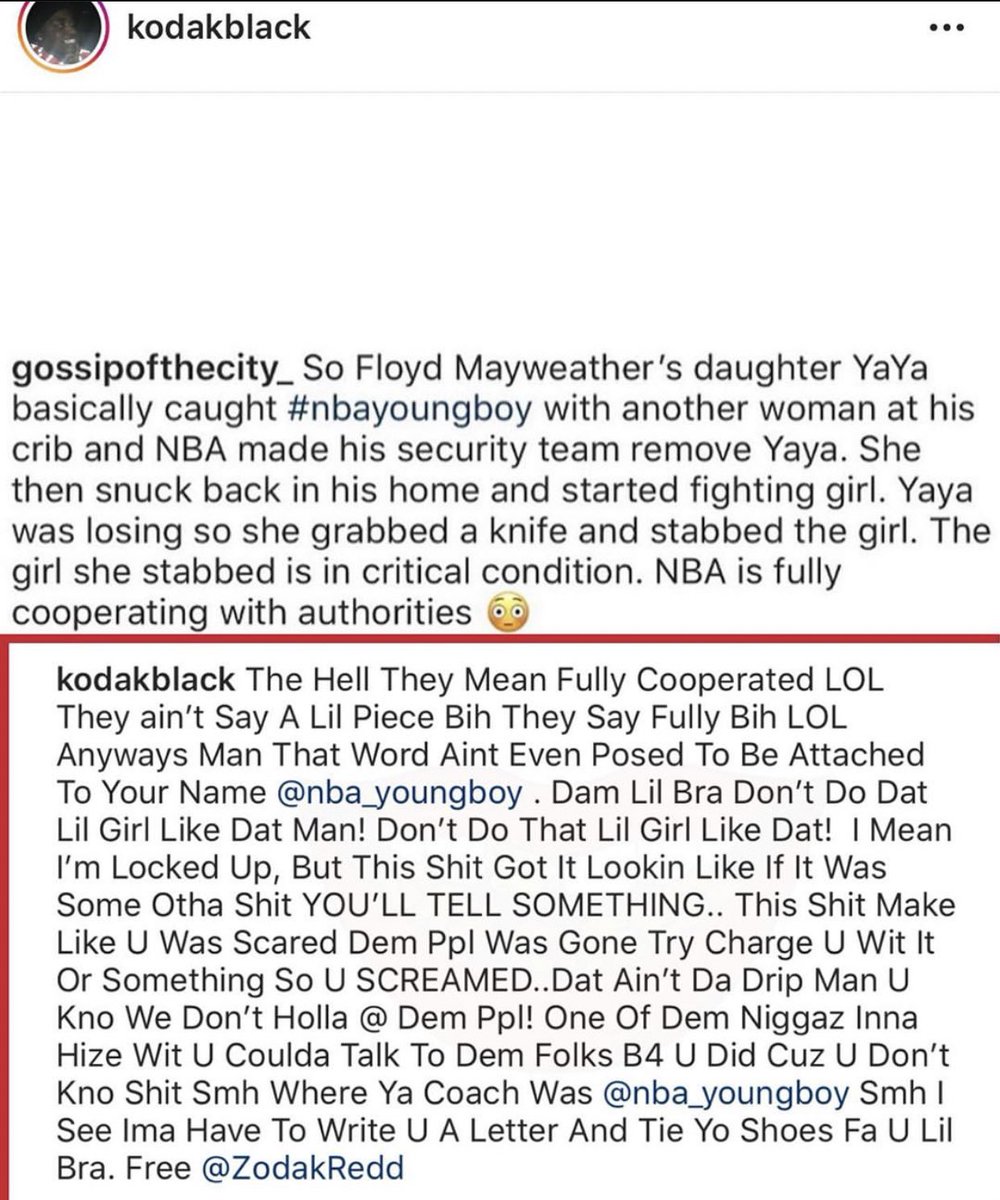 TheNextDropTv's tweet photo. #kodakblack speaks on #nbayoungboy and calls him a snitch 🤨🩸 #TheNextDroptv #hiphop #news #music #snipergang https://t.co/Rgr0pgdavZ