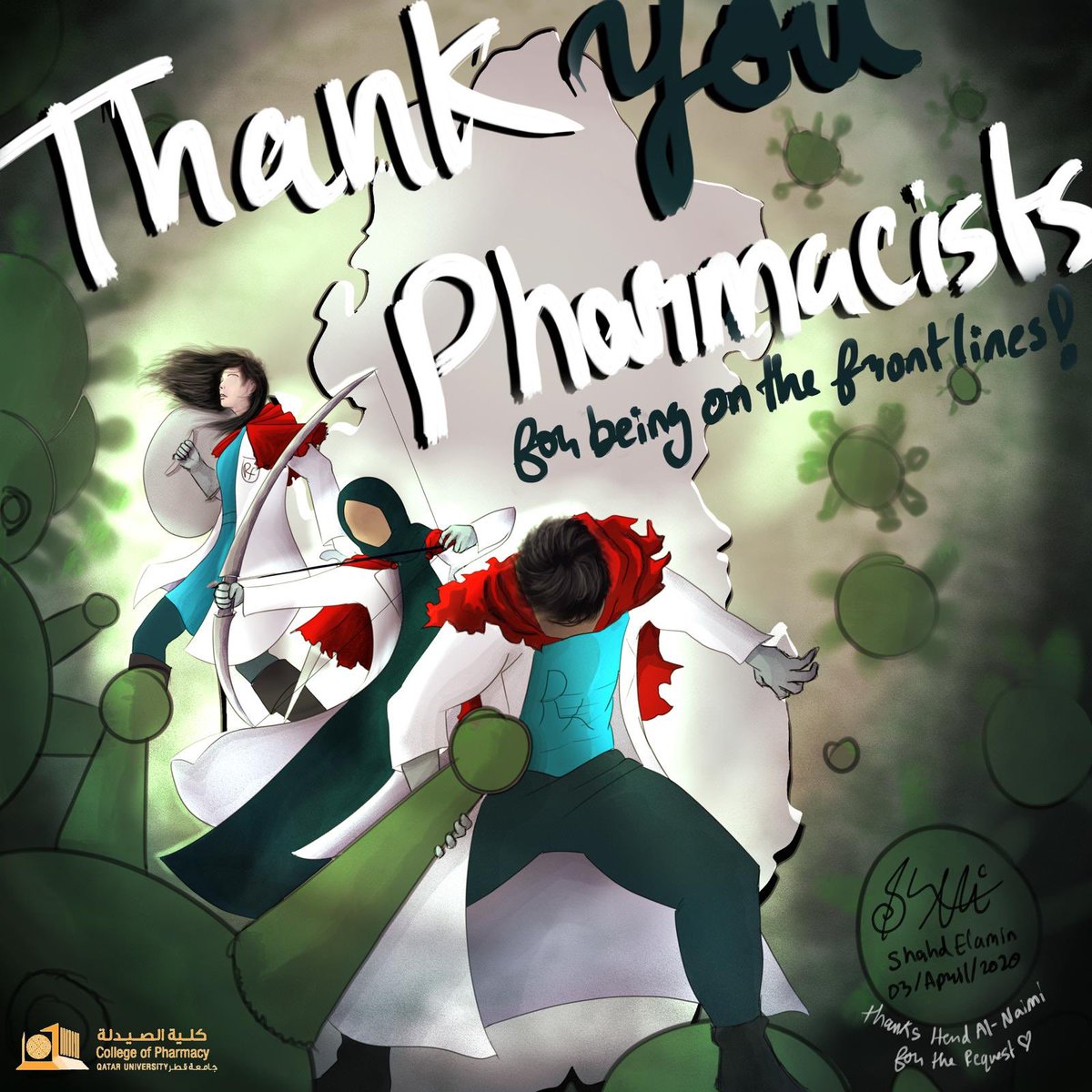 QPhUS_Qatar's tweet photo. We tend to forget you but the truth is you provide care in all settings, including community pharmacies, clinics, long care facilities, research, and others.Thank you pharmacists for being in the front line.๐๐ผ
Here are our pharmacists sharing their current role to fight COVID-19. https://t.co/0B7RdGu7wI