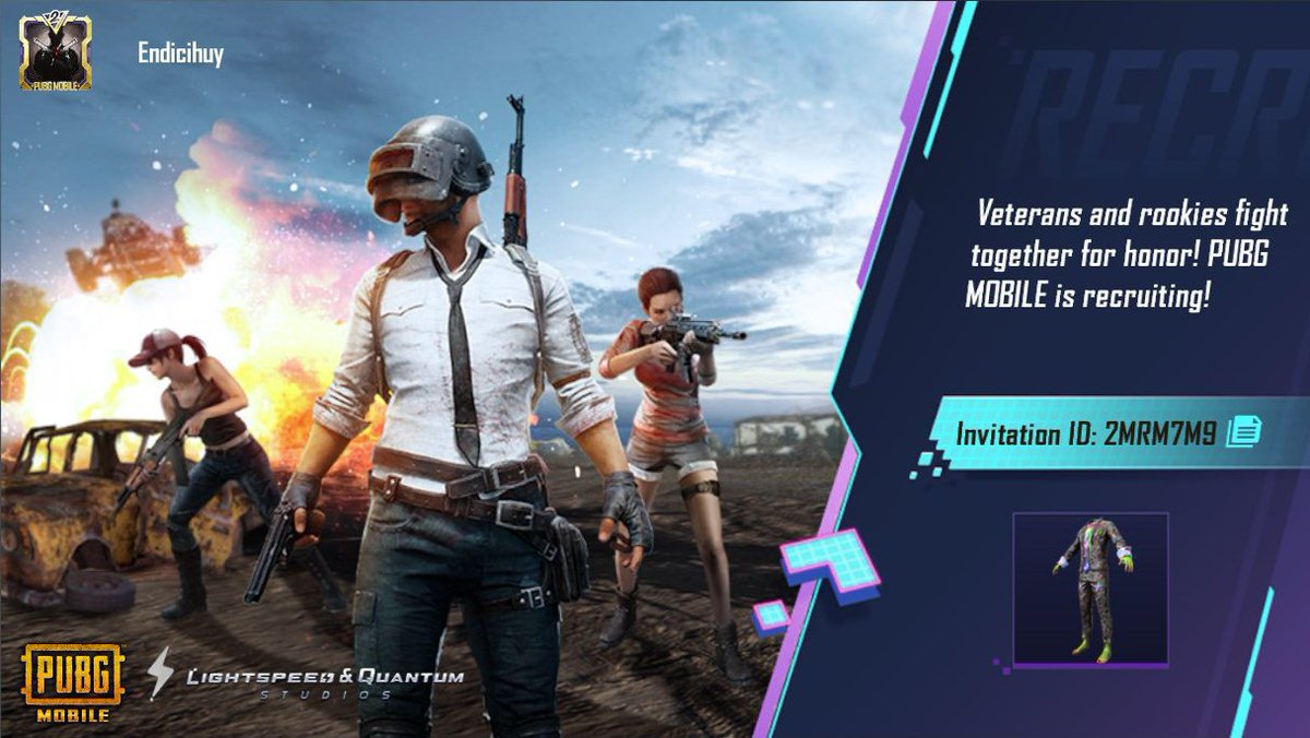 Masendii's tweet photo. Veterans and rookies, fighting together for honor! PUBG MOBILE is recruiting rookies now! My invitation code: 2MRM7M9. https://t.co/wfnllgquUE. https://t.co/6EhbuF1zPN