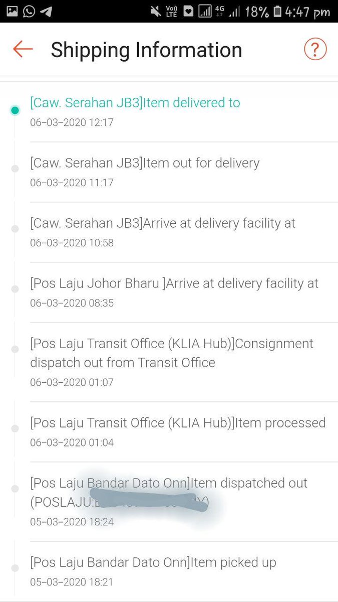 Sarah Engkuskin On Twitter Parcel Has Arrived Hub 999 Arrive At Delivery Facility At Waktu Sarapan Pagi Parcel Dah Selamat Sampai Ke Parcel Hub Negeri Mengikut Poskod