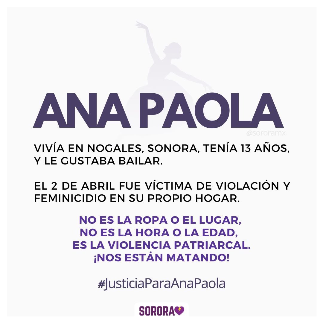 sororamx's tweet photo. #JusticiaParaAnaPaola 
Nos unimos en indignación por el feminicidio de la pequeña Ana Paola, en la distancia, nuestra lucha no está cuarentena, seguimos luchando para construir un mundo seguro para las niñas y las mujeres. 
#YoSoySorora 💜⚡️ https://t.co/Ckqvwsv2GN